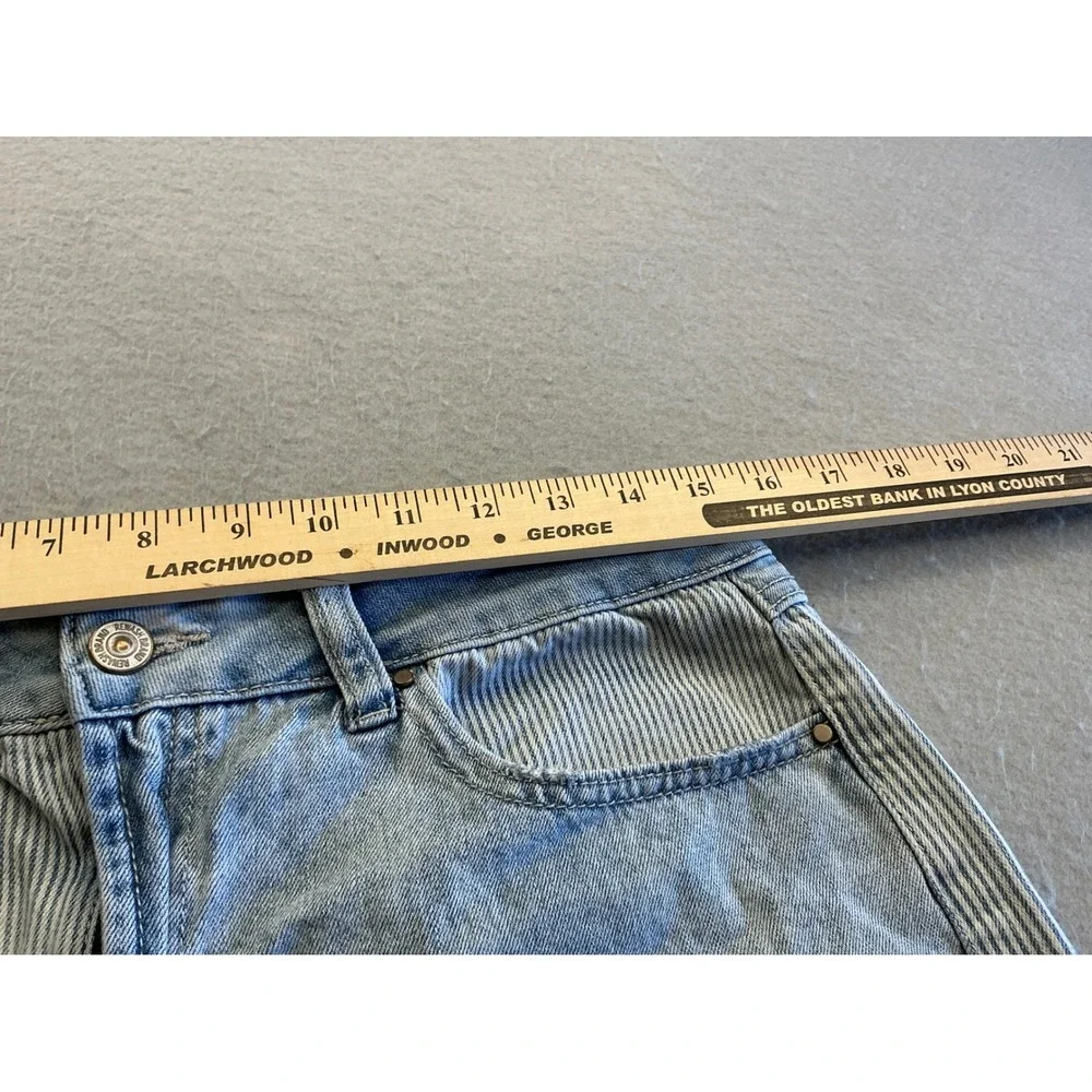 Rewash Mixed Media Denim Shorts Pinstripe Distressed Frayed Size‎ 11/30 Boho